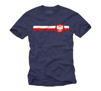 MAKAYA Poland Graphic T-Shirt for Men - Polish Flag with Eagle Crest | Custom National Soccer T-Shirt for Euro & World Cup Fans Blue XL