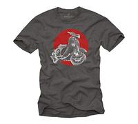 MAKAYA Scooter Gifts & Accessories - Retro Tuning - Mens Tee Shirt Grey Size XL
