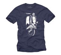 MAKAYA Scooter Gifts for Men - Retro T-Shirt Motorbike Accessories Blue M