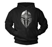 MAKAYA Viking Hoodie with Helmet Design - Retro Gothic Sweater Gamer Gaming Pullover Knight-Inspired Sweatshirt for Men Black M