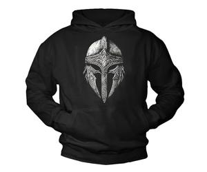 MAKAYA Viking Hoodie with Helmet Design - Retro Gothic Sweater Gamer Gaming Pullover Knight-Inspired Sweatshirt for Men Black XXXL