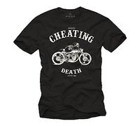 MAKAYA Vintage Motorcycle T-Shirt for Men Cheating Death Since 1964 Black Size XL