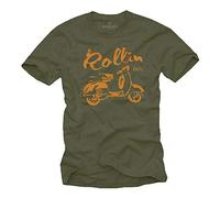 MAKAYA Vintage Scooter t-Shirt for Men Rollin 60`S Grey Size XXL