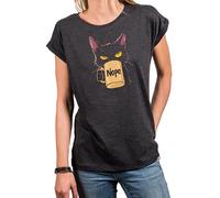 MAKAYA Women’s Cat T-Shirt - Quote Graphic Tee with Coffee Cup & Kitty Print Funny Office Shirt for Cat Lovers Cotton Short Sleeve Top Cool Casual Gift for Women and Girls Grey XXXXXL
