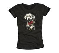 MAKAYA Womens Flower T-Shirt with Rose - Floral Design for Dog Moms | Cool Top and Gift for Pet Lovers