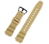 MAKAZHZZRM 18mm Waterproof Silicone Bracelet Strap Fit For Casio Watch Sport Rubber Watchband W-218H-4B2/1A AE-1200 W-735H AQ-S810W SGW-300H(Cream-yellow bk)