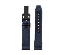 MAKAZHZZRM 20mm 21mm 22mm Nylon Canvas Watchband Fit For IWC Nylon Genuine Leather Watch Band Big Pilot Little Prince Mark 18 Watch Strap(Blue black,20mm)