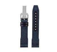 MAKAZHZZRM 20mm 21mm 22mm Nylon Canvas Watchband Fit For IWC Nylon Genuine Leather Watch Band Big Pilot Little Prince Mark 18 Watch Strap(Blue silver,22mm)