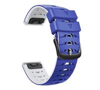 MAKAZHZZRM 22mm Wide Strap Fit For Garmin Fenix6 Pro/ Fenix7 Trapezoidal Quick Release Silicone Two-Tone Strap Stainless Steel Buckle(Dark blue white)