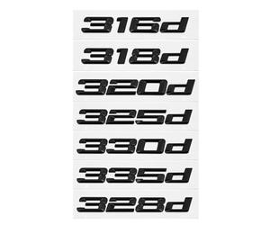 MAKAZHZZRM 3D ABS Car Trunk Letters Logo Decals Badge Emblem Sticker Fit For BMW 3 Series 320d 325d 328d 330d 335d E46 E90 E91 F30 318d 316d(Gloss Black,320d)