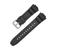 MAKAZHZZRM Black Silicone Watch Strap Fit For Casio MCW 100H 110H W-S220 AE2000 16mm Convex Interface Needle Buckle Soft Watchbands(Black-Steel-K5)