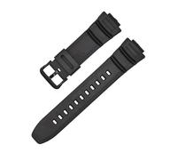 MAKAZHZZRM Black Silicone Watch Strap Fit For Casio MCW 100H 110H W-S220 AE2000 16mm Convex Interface Needle Buckle Soft Watchbands(Black-Black-K5)