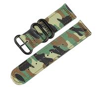 MAKAZHZZRM Camouflage Green Nylon Strap, 20MM / 22MM 24MM Sports Nylon Strap, Waterproof and Sweat Resistant Thick Double Layer Men's Brace(D Brack clasp,22mm)
