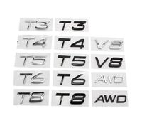 MAKAZHZZRM Car 3D ABS Trunk Letters Logo Badge Emblem Decals Styling Sticker Fit For Volvo T3 T4 T5 T6 T8 V8 AWD XC40 XC60 XC90 S40 S60 S80 S90(Gloss Black,T6)