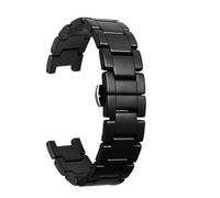 MAKAZHZZRM Ceramic Watchbands Fit For Mk Folli Follie Guess Giles GC Mike Coles Watch Strap Accessories White Watch Band(Black,20.11mm)