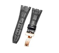 MAKAZHZZRM Fit For Audemars Piguet 15400 Fit For Royal Oak Series Calf Leather Watch Strap Men's Leather Bracelet Concave Interface 26mm(Black Black-RS-Z1)