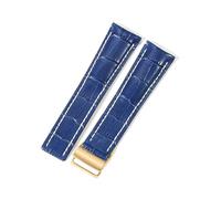 MAKAZHZZRM Fit For Breitling Super Ocean Grain Leather Watch Strap Waterproof 22 24mm (Blue(ZJ)-Gold-Z16,22mm)