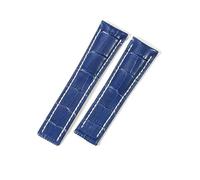 MAKAZHZZRM Fit For Breitling Super Ocean Grain Leather Watch Strap Waterproof 22 24mm (Blue(ZJ)-No buckle,24mm)