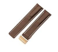 MAKAZHZZRM Fit For Breitling Super Ocean Grain Leather Watch Strap Waterproof 22 24mm (Coffee(PW)-Rose-Z16,22mm)