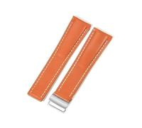 MAKAZHZZRM Fit For Breitling Super Ocean Grain Leather Watch Strap Waterproof 22 24mm (Orange(PW)-Steel-Z16,22mm)