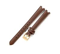 MAKAZHZZRM Fit For GC Gucci YA1414 YA1415 Elastic Comfortable Genuine Cow Leather Watchbands Fit For Female With Concave Interface 12x4 14x4mm(Brown-GD-K12,12x4mm)