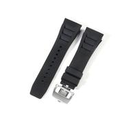 MAKAZHZZRM Fit For Richard Mille Watch Strap Men's 25mm Imported Waterproof Rubber Silicone Rm055 011 Steel Fold Buckle Watchbands(Black-Steel-Z6)