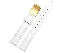 MAKAZHZZRM Genuine Leather Watch Strap Fit For Casio Sheen Series She-50a0/5018 5012 5023 Women's Watch Band Folding Buckle 16mm Watch Strap(White-gold,16mm)