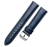 MAKAZHZZRM Leather Bracelet 18mm, 20mm, 22mm Dark Blue Watch Strap Fit For Longines L29094920(Plain blue silver,22mm)