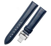 MAKAZHZZRM Leather Bracelet 18mm, 20mm, 22mm Dark Blue Watch Strap Fit For Longines L29094920(Plain blue sk,18mm)