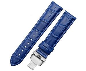 MAKAZHZZRM Leather Bracelet 18mm, 20mm, 22mm Dark Blue Watch Strap Fit For Longines L29094920(Sapphire blue sk,22mm)