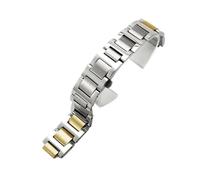 MAKAZHZZRM Men's Waterproof Breathable Solid Stainless Steel Watchband Fit for Cartier Ballon Bleu De Series Convex Interface Watch Strap(Steel-Golden,11x18mm)