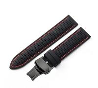 MAKAZHZZRM Silicone Comfortable Soft Black Orange Universal Watchband Fit For Tissot 20 22 24mm Rubber Accessories(Black red-Black-B1,22mm)