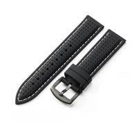 MAKAZHZZRM Silicone Comfortable Soft Black Orange Universal Watchband Fit For Tissot 20 22 24mm Rubber Accessories(Black white-Black-K2,22mm)