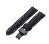 MAKAZHZZRM Silicone Comfortable Soft Black Orange Universal Watchband Fit For Tissot 20 22 24mm Rubber Accessories(Black blue-Black-B1,22mm)