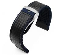 MAKAZHZZRM Silicone Rubber Watch Band Fit For Tissot 1853 Tengzhi T-Touch Strap(Black blue-silver-B,21mm)