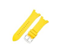 MAKAZHZZRM Silicone Watch Strap Fit For Armani Ax1803 1802 1050, Breathable And Comfortable 31x14mm Concave Interface Watchbands(Yellow-Steel-K2)