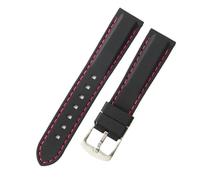 MAKAZHZZRM Silicone Watch Strap Fit For IWC Rudder Fit For Omega Mido Waterproof Rubber Soft Comfortable Men Watchband Accessories 20mm 22mm 24mm(Black red-Steel-K2,20mm)