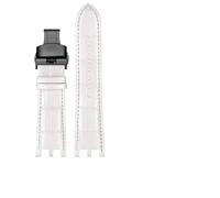MAKAZHZZRM Watch Band Fit For Versace V-RACECHRONO Series GMT Double Concave Convex Interface Calfskin Watch Strap Watch Accessories 24mm Strap(White bk)