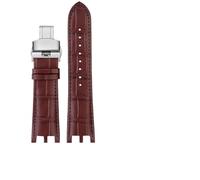 MAKAZHZZRM Watch Band Fit For Versace V-RACECHRONO Series GMT Double Concave Convex Interface Calfskin Watch Strap Watch Accessories 24mm Strap(Brown sk)