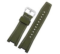 MAKAZHZZRM Watch Strap Fit For Casio GST-S100G / S110 / S130L / W100G / W110 / 210B / 400G / 410 / Watchchain 26 * 14mm Men's Leather WatchBand(Military green sk)