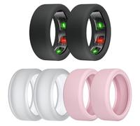 MAKCPOIMER 4/6 Pack Ring Protector Compatible with Oura Ring Gen 4/3, Silicone Cover for RingConn Gen 2/1 Working Out Accessories Men Women, S (6/7/8/9/10), Silicone, No Gemstone