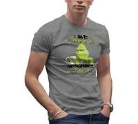 Makdi I Hate Morning People and Mornings and People Grinch and Coffee Lover Men's Grey T-Shirt Size M