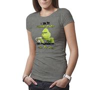 Makdi I Hate Morning People and Mornings and People Grinch and Coffee Lover Women's Grey T-Shirt Size XXL