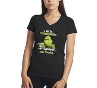 Makdi I Hate Morning People and Mornings and People Grinch and Coffee Lover Women's V-Neck Black Shirt Size S