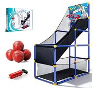 Makdly Basketball Arcade Game Set with 4 Balls and Air Pump, 5-layer Adjustable Height Basketball Hoop Indoor, Single Shot Basketball Toy for Boys Girls Teens, Sport Toys Gifts