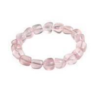 MAKDODRA Rose Quartz Stretch Bracelet, Tumbled Stone Beads | Polished tumbled rose quartz beads, Heart chakra self-love stone, Crystal Jewelry Gift