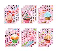 Make a Face Sticker, 24 Sheet Make Your Own Ice Cream Stickers for Children Reward Sticker Teacher Stickers Kids Party Supplies Gifts for Scrapbook Cups Phone Computer DIY - Ice Cream (Pink)