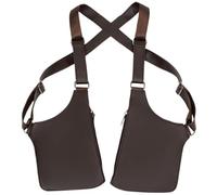 Make A Harness - Adjustable - Shoulder Pouch - | Double Shoulder PU Leather Pocket for Men, Phone, Passport, Outdoor Hiking, Business, Business, Dark Brown, Se référer au descriptif, Refer to