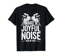 Make a Joyful Noise Psalm 100:1 Christian Bible Drum Kit Value Graphic T-Shirt, Men, Black, M