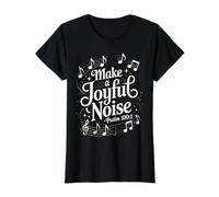 Make a Joyful Noise Psalm 100:1 Christian Bible Verse Value Graphic T-Shirt, Women, Black, M